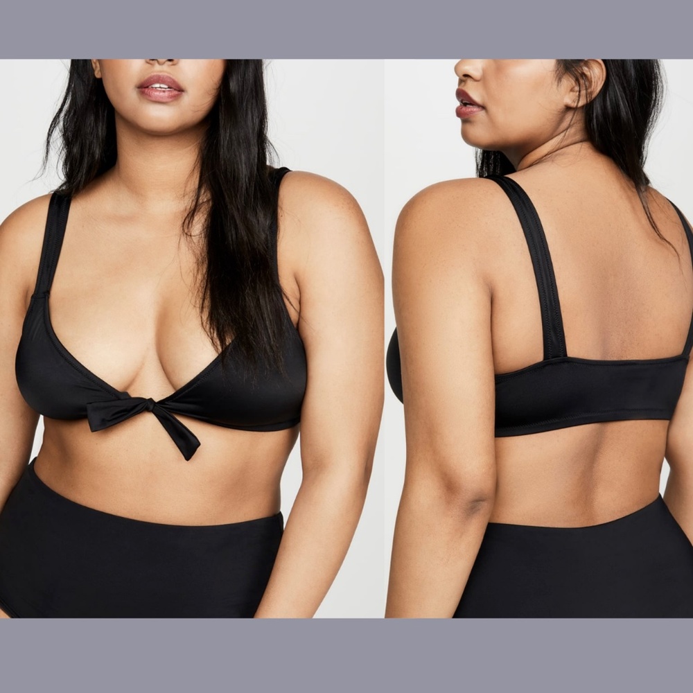NEW MADEWELL [ Medium ] Second Wave Tie Front Bikini Top In True‎ Black